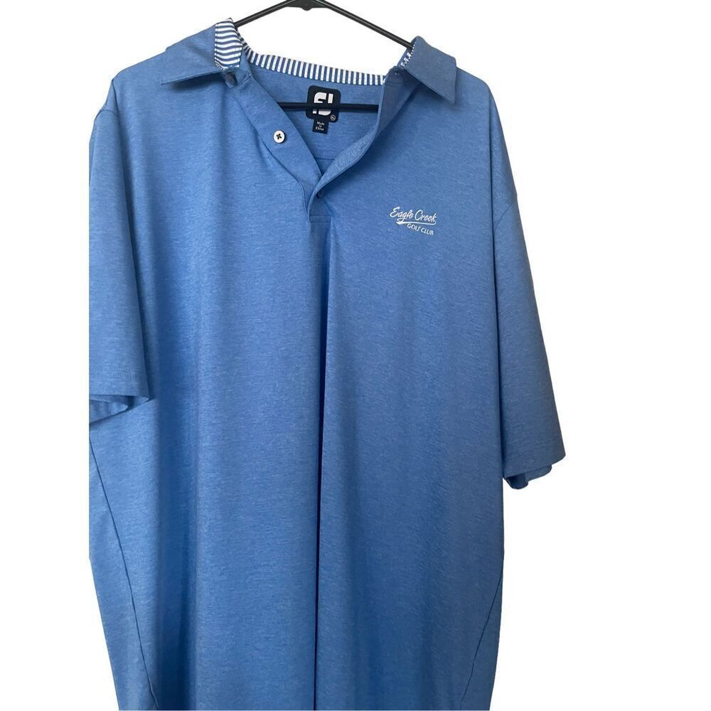 FJ Men's Embroidered Collared Short Sleeves Heathered Blue Polo Shirt Size XL